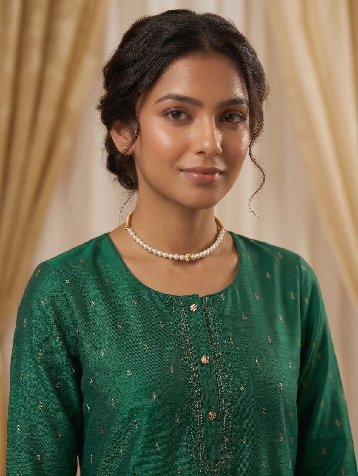 Faux pearl CZ ball bead Choker necklace