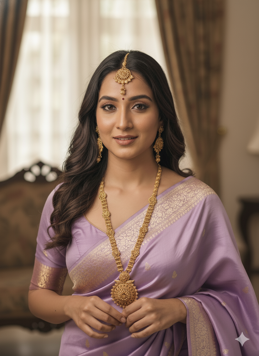 Light Gold plated Long Haram Necklace combo set