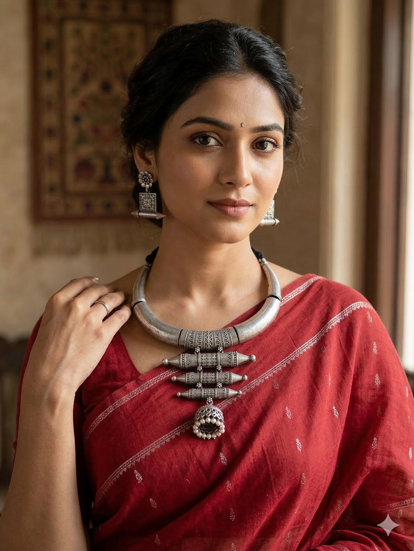 Hasli style German Silver Statement Choker set - D3