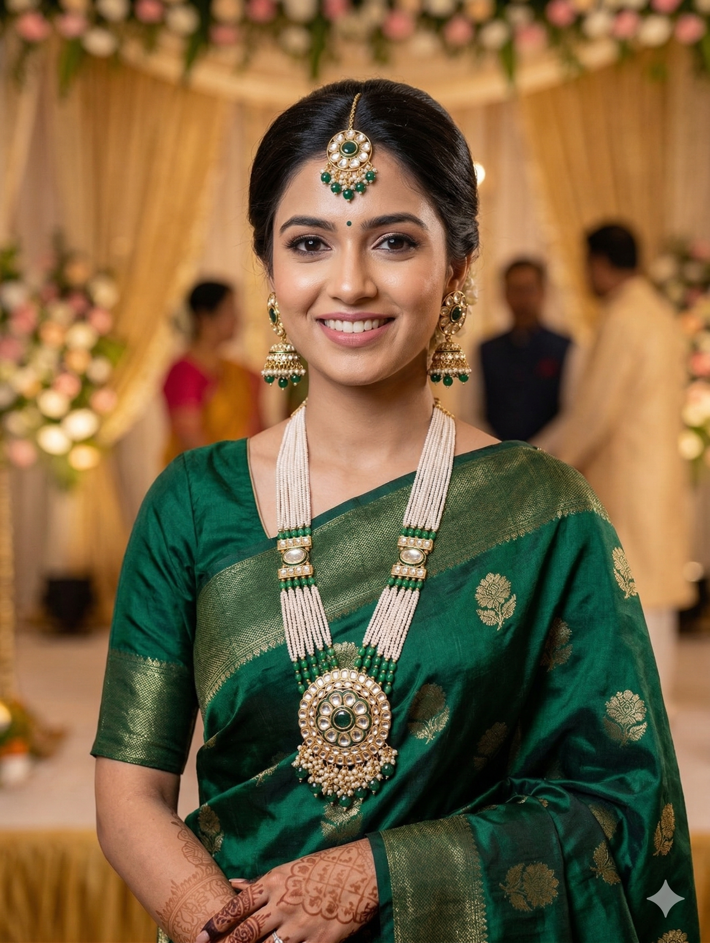 Glass kundan beaded Long Chain combo set