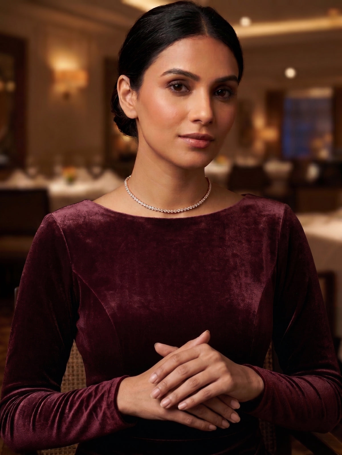 Light gold plated CZ Choker necklace