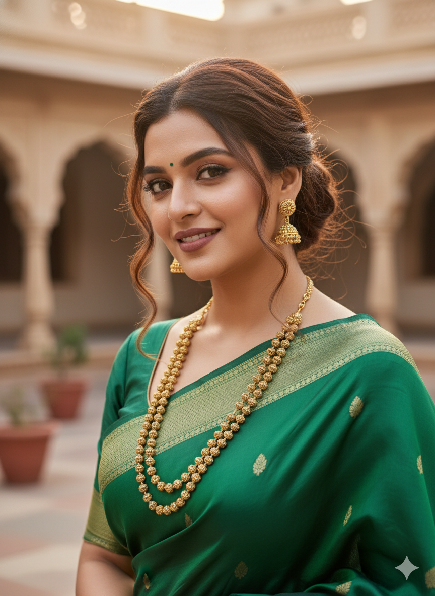 Dual stranded Ball bead Chain and Earrings set