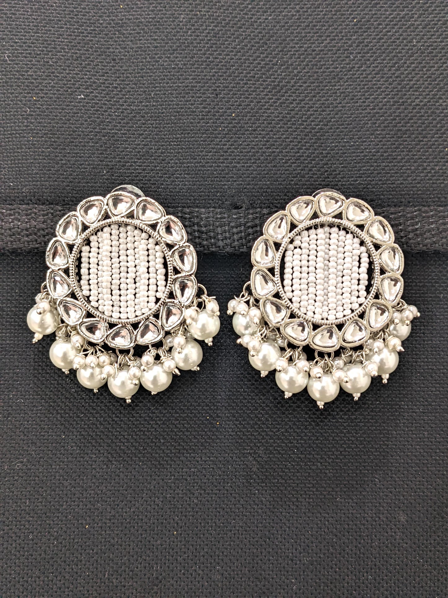 Silver rhodium plated Large Stud Earrings