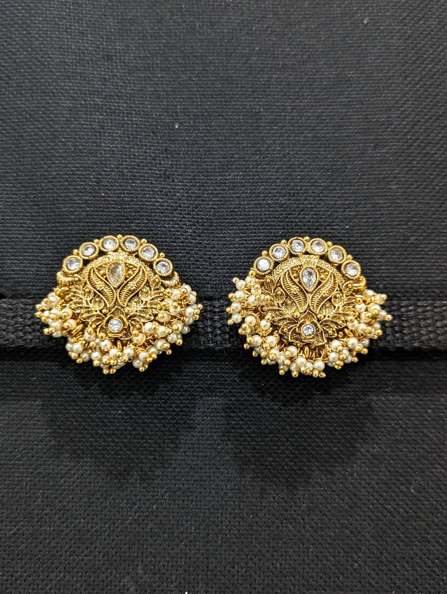 Polki gold plated Large Stud Earrings