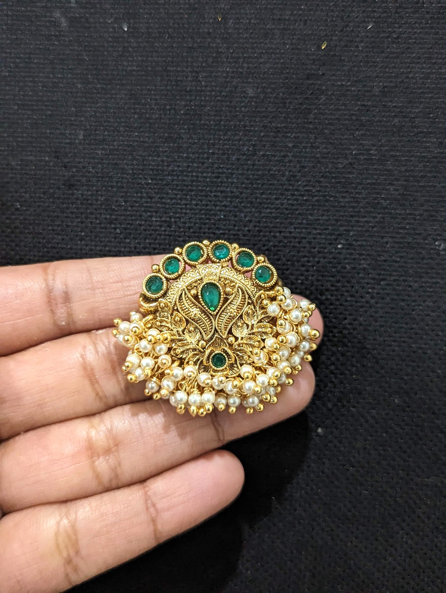 Polki gold plated Large Stud Earrings