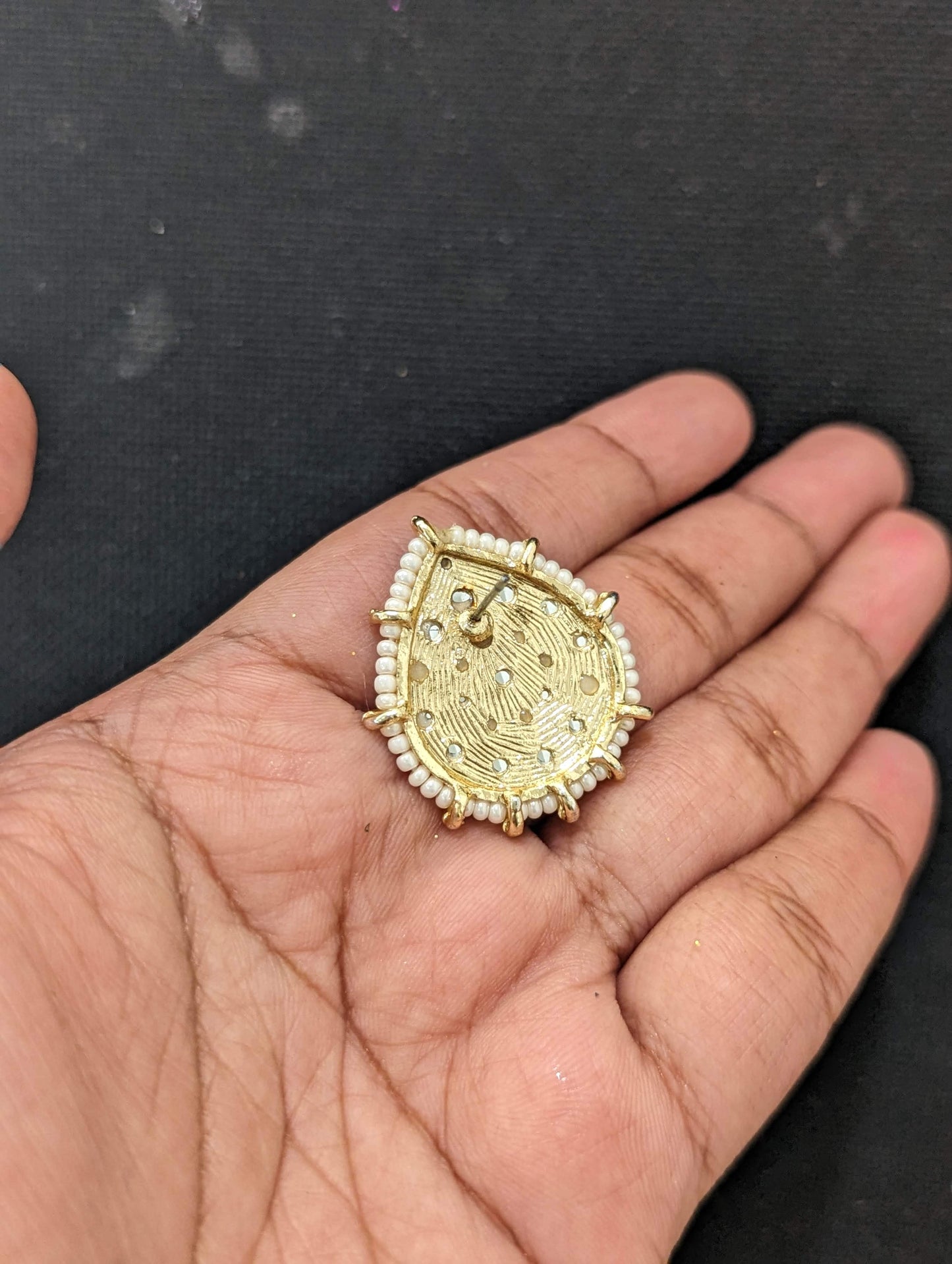 Glass kundan Teardrop stud Earrings