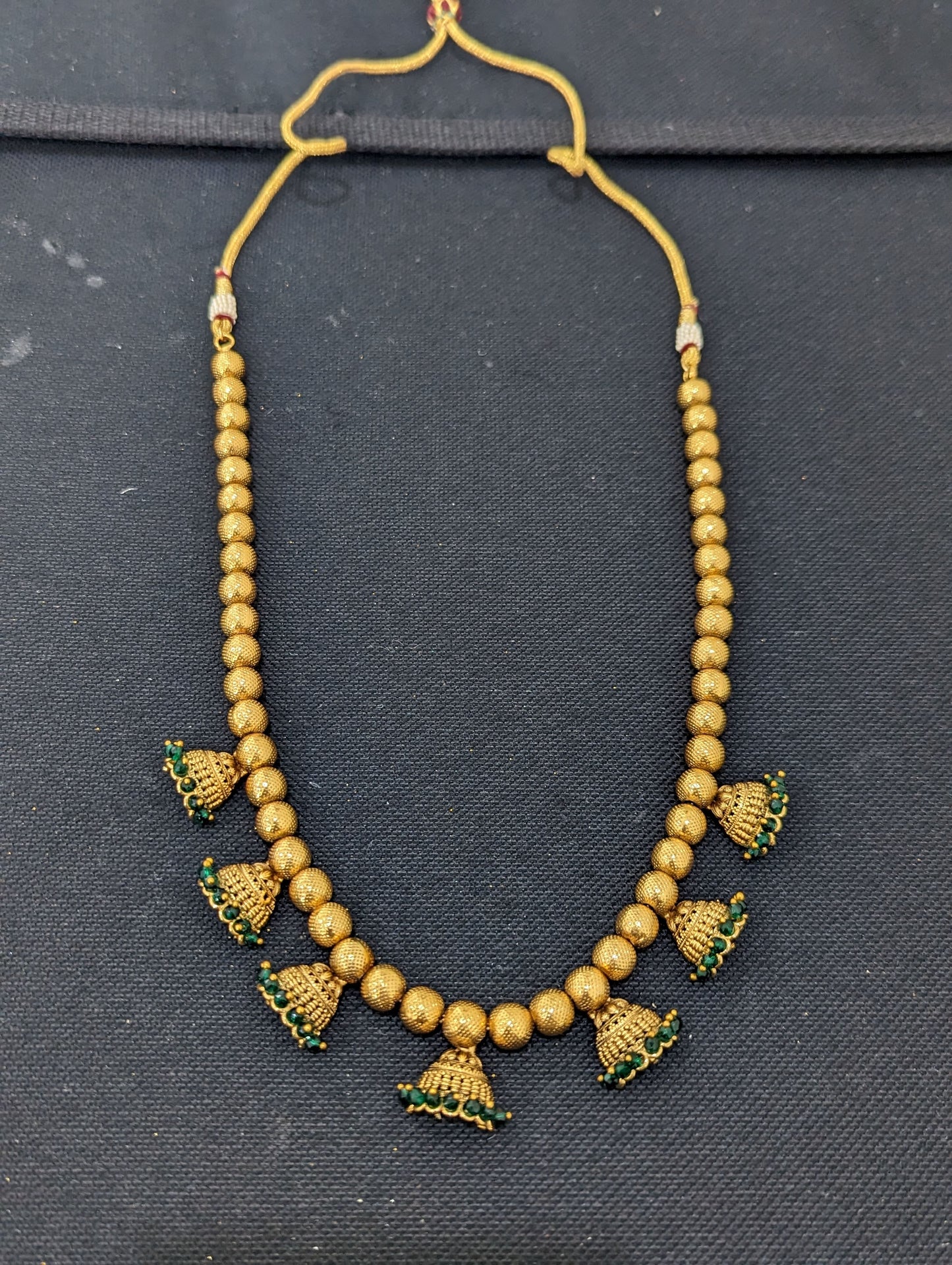 Gold bead half jhumka Necklace