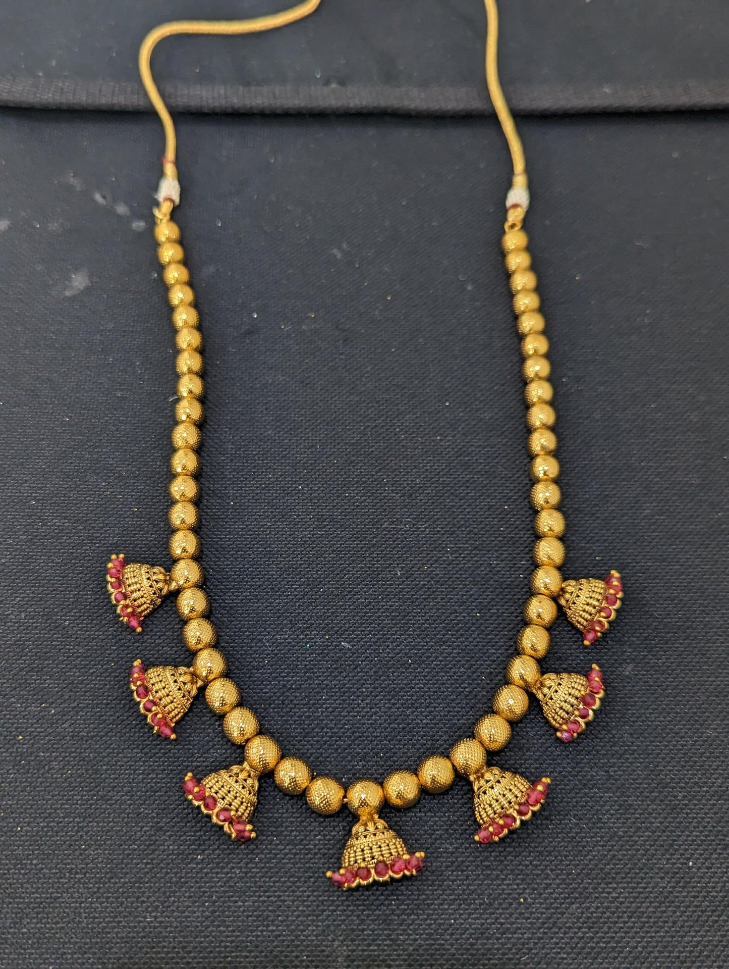 Gold bead half jhumka Necklace