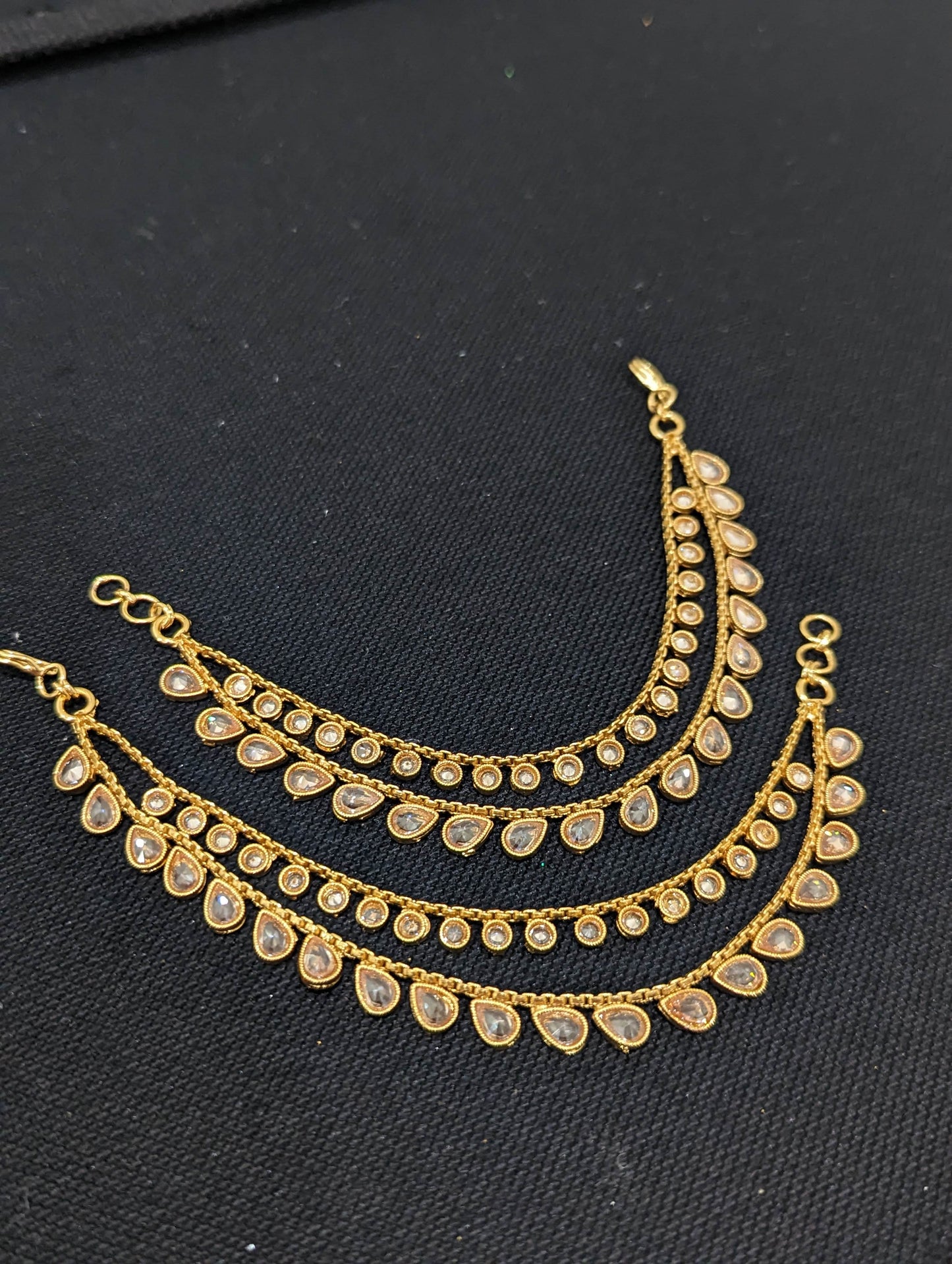 Double layer Polki Earrings chain / Maatal / Kaan Chain