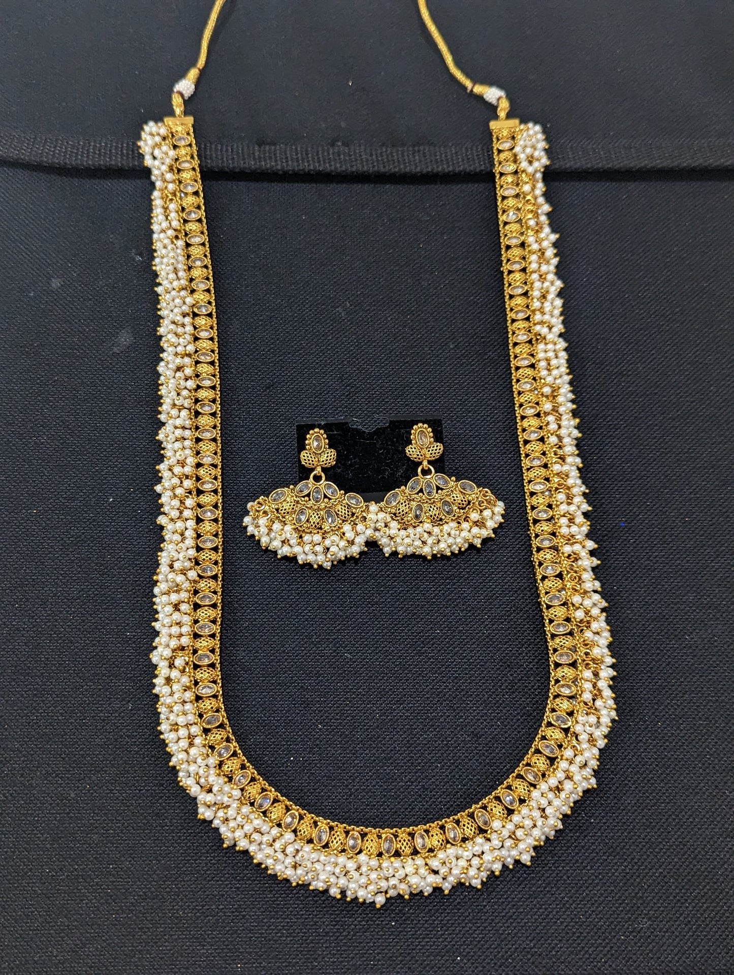 Pearl cluster Long Haram necklace set - D2