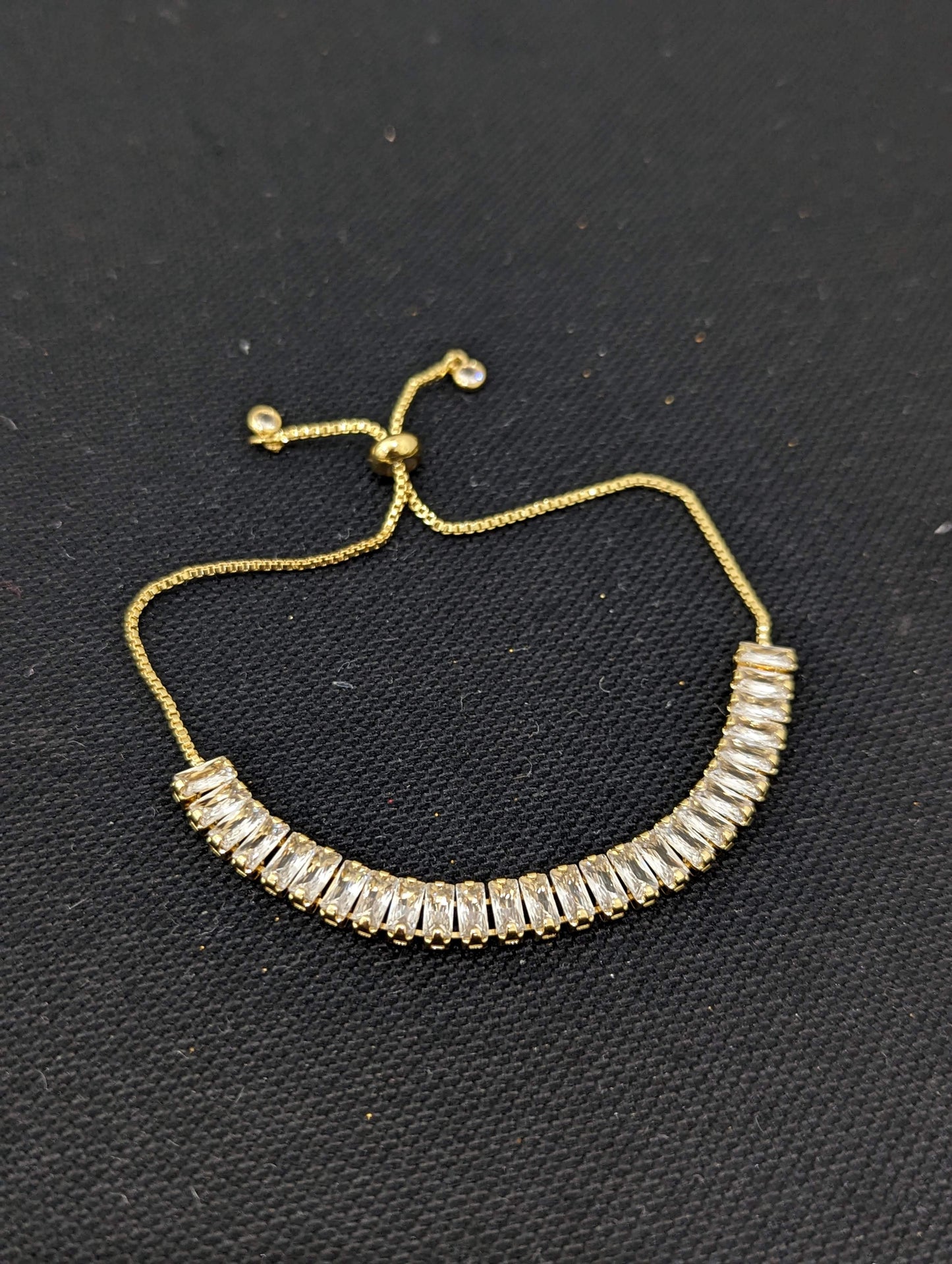 Rectangle CZ gold plated Adjustable Bracelet