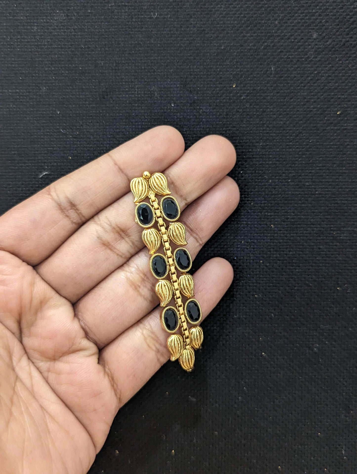 Leaf design Polki stone dangle earrings