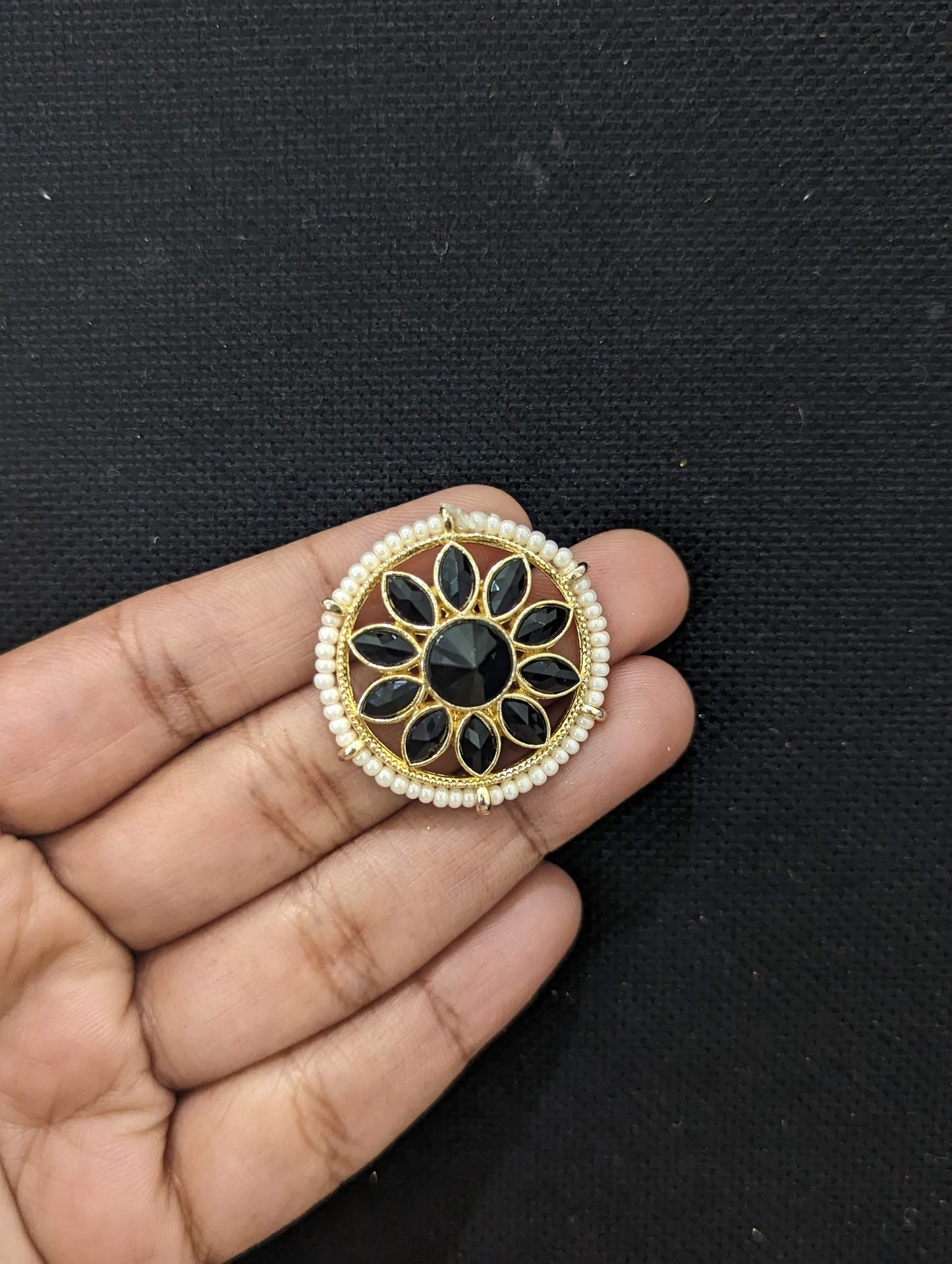 Black polki stud earrings