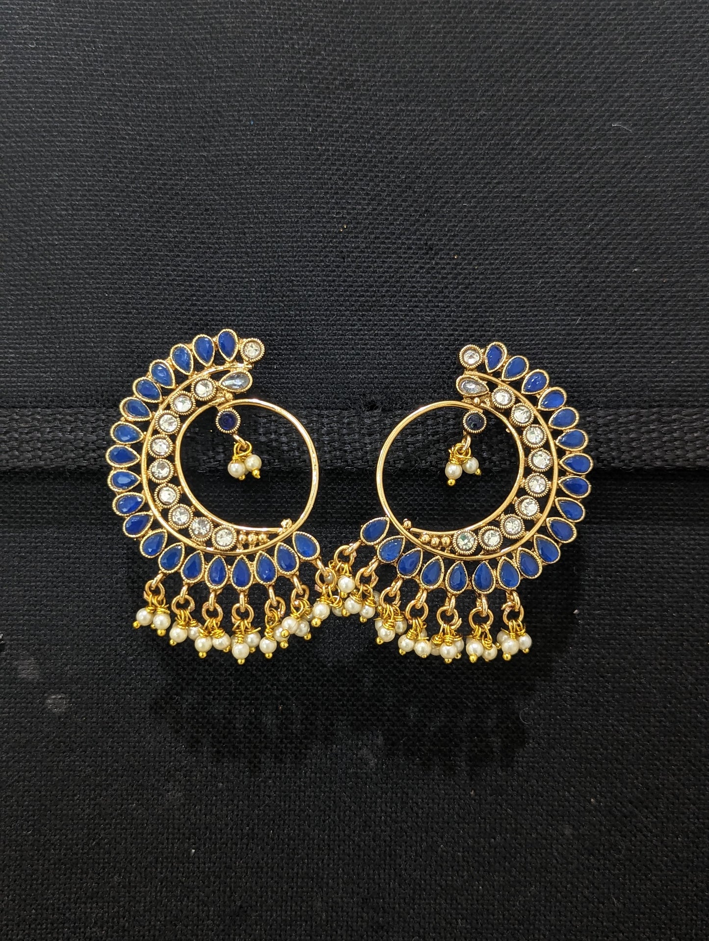 Blue polki Large stud earrings
