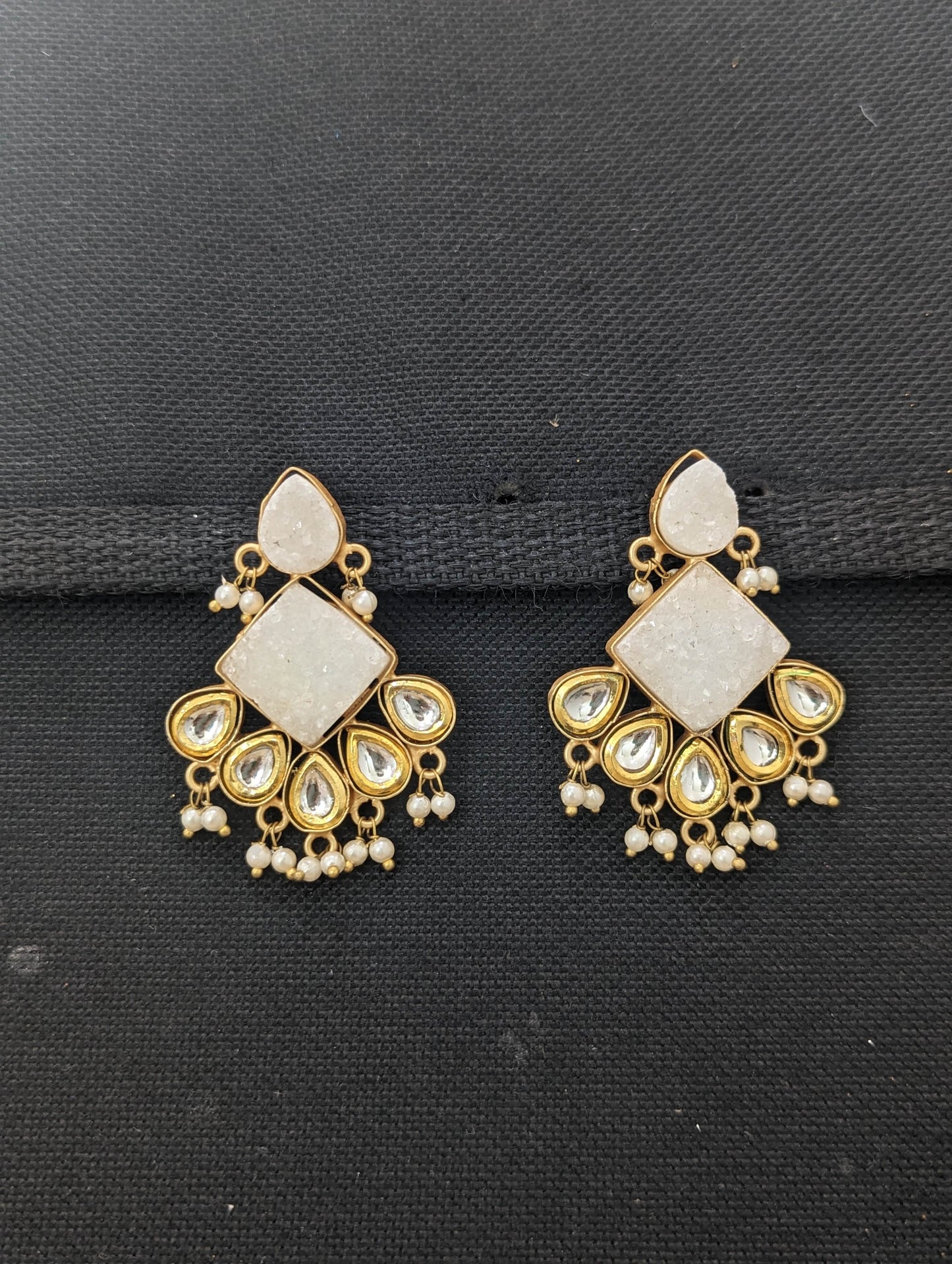 Diamond Druzy stone pasted trendy earrings