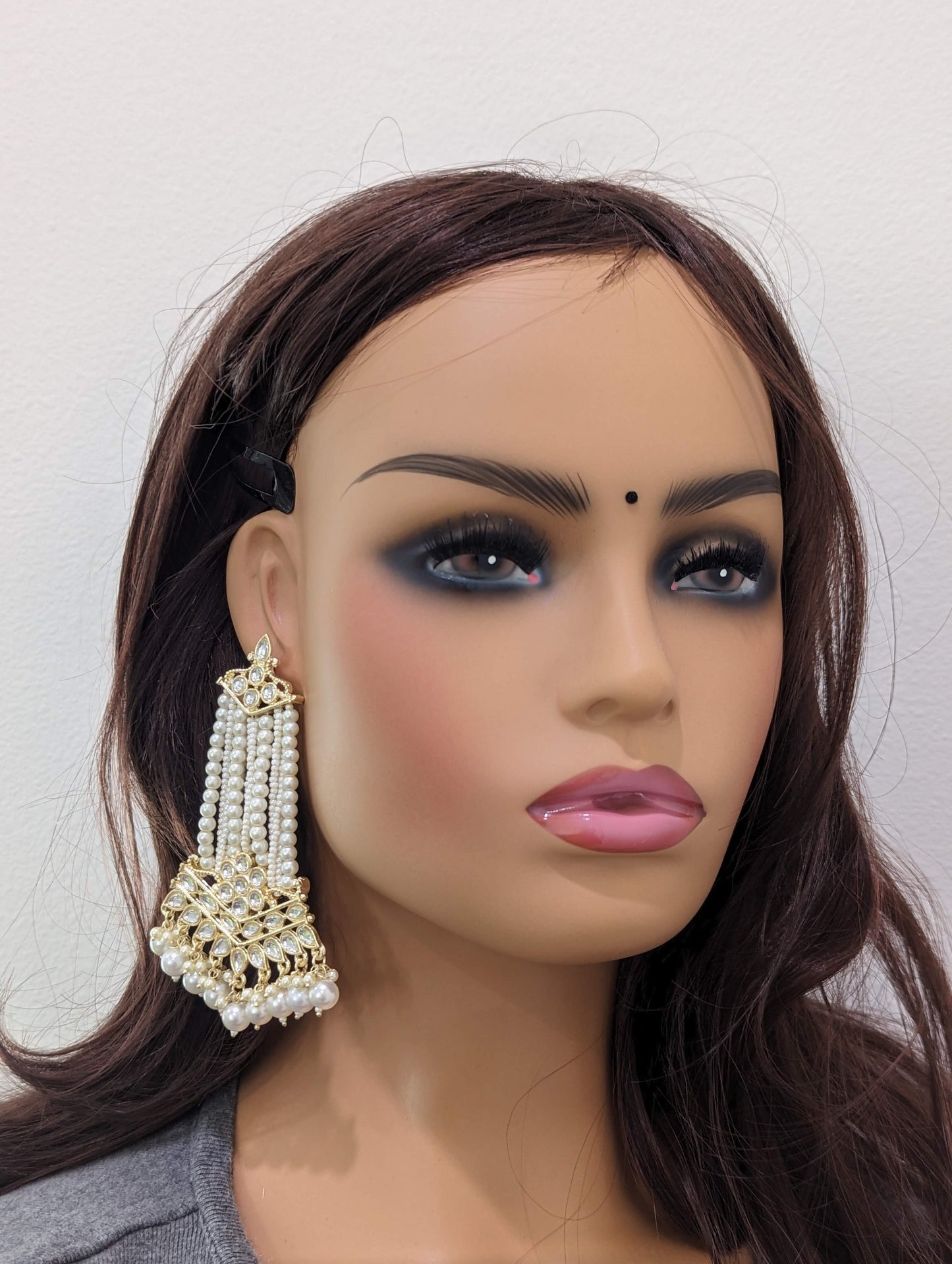 Pearl Kundan Dangle Earrings