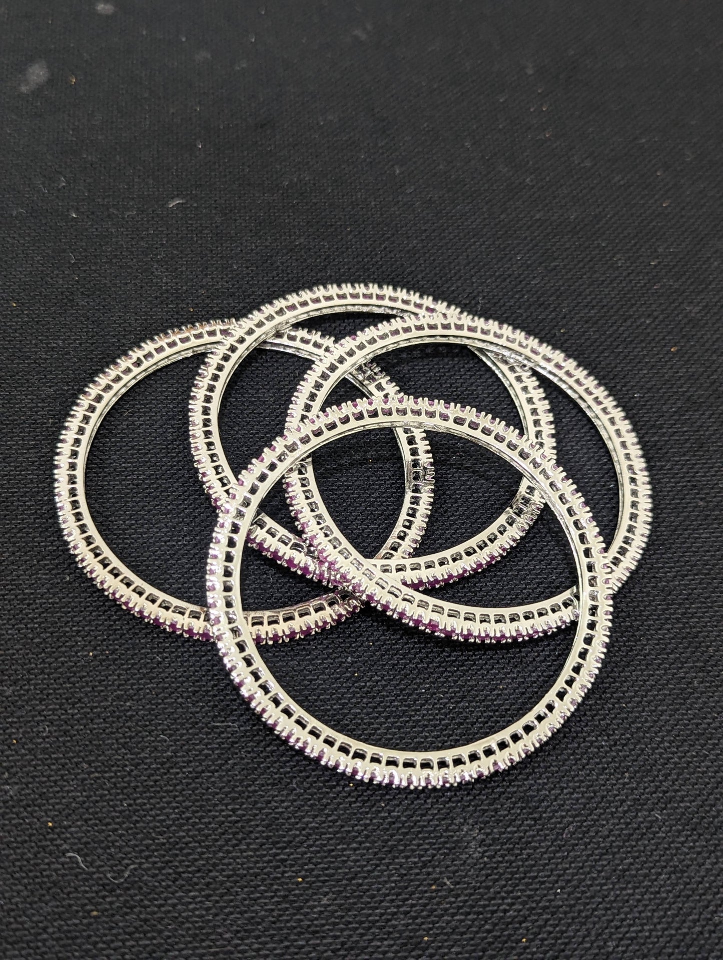 White gold CZ Bangles - Set of 4