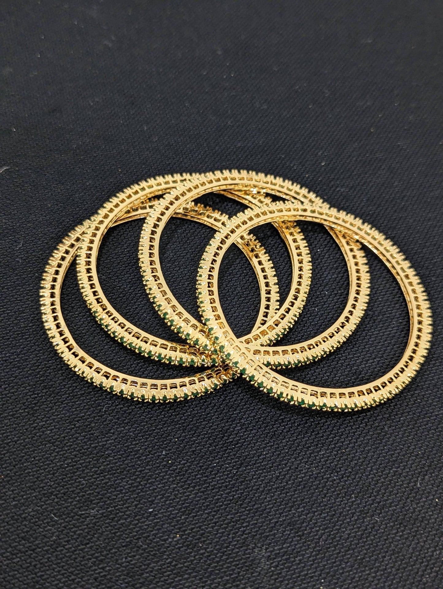 Green CZ Bangles - Set of 4