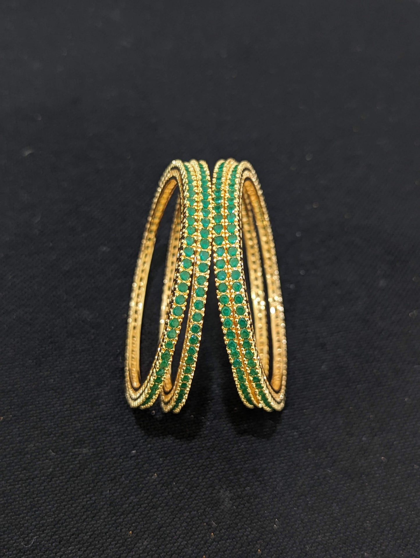 Green CZ Bangles - Set of 4