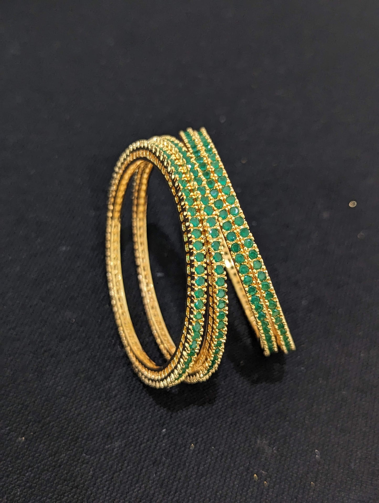 Green CZ Bangles - Set of 4