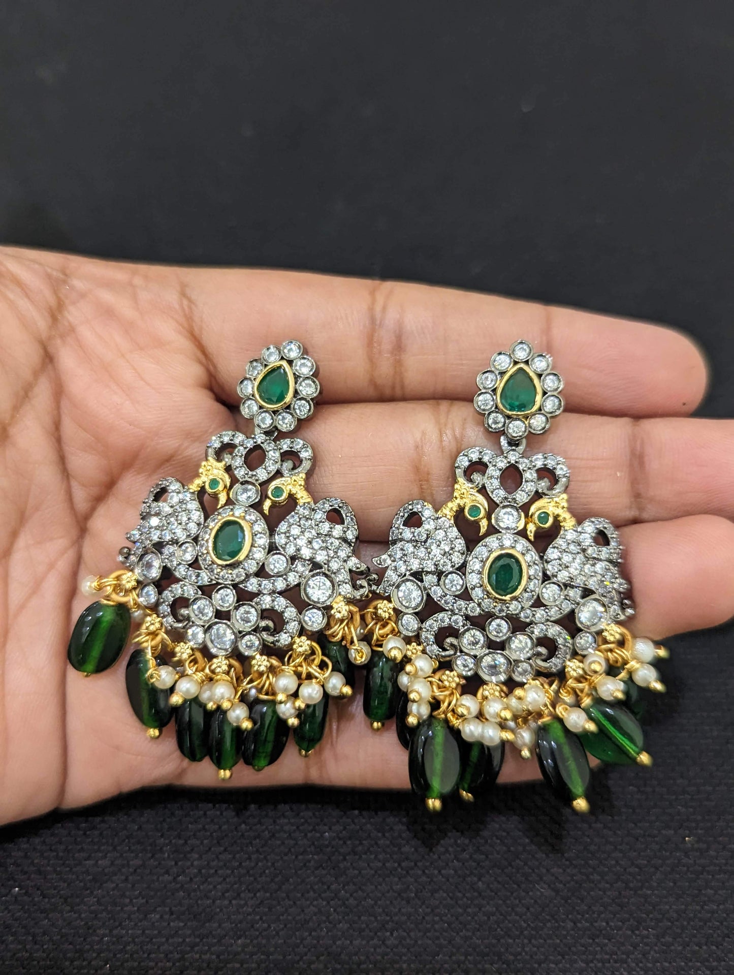 Victorian CZ Choker Necklace and Earrings set