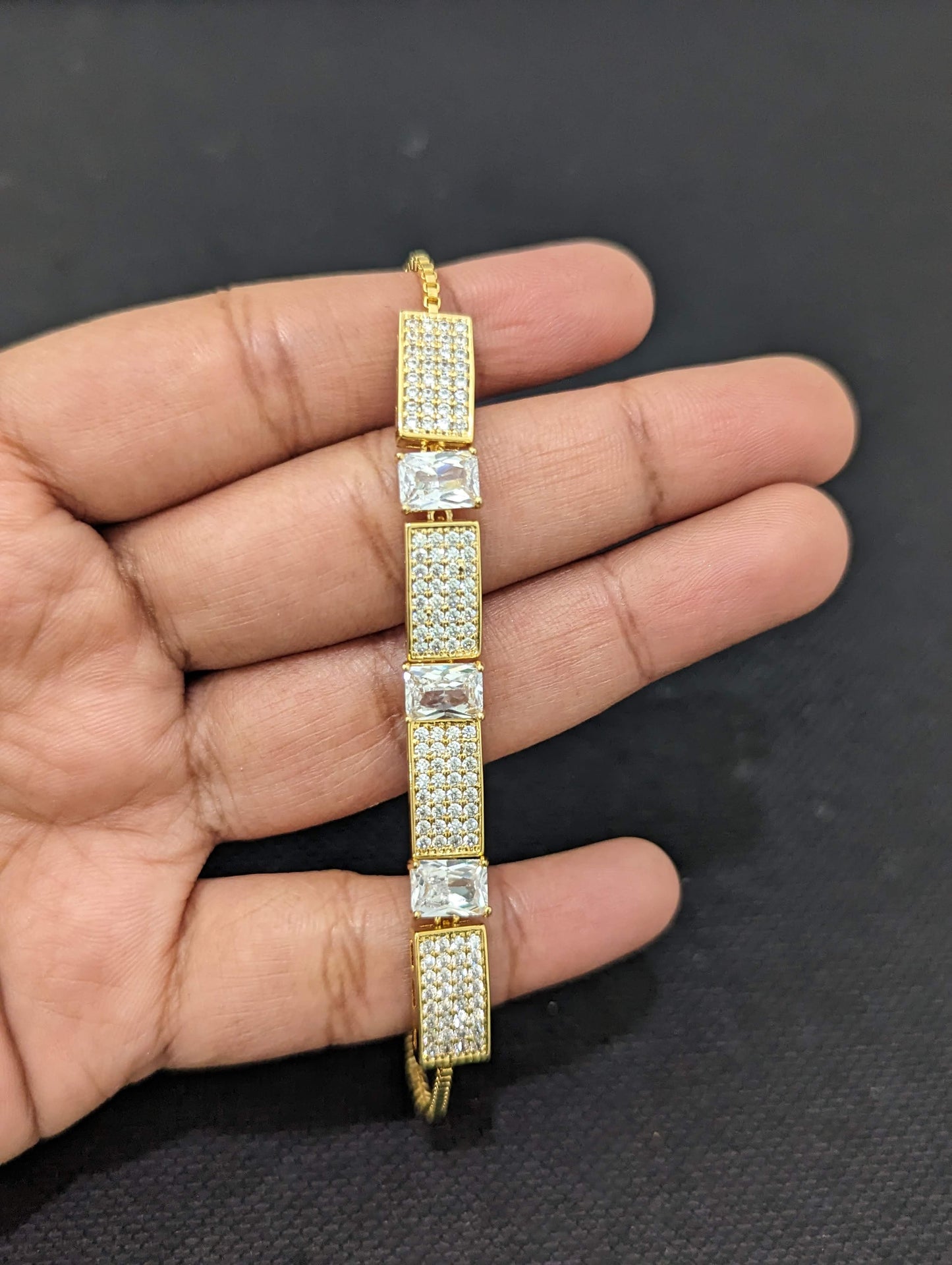 Rectangle design one gram gold adjustable Bracelet - Simpliful