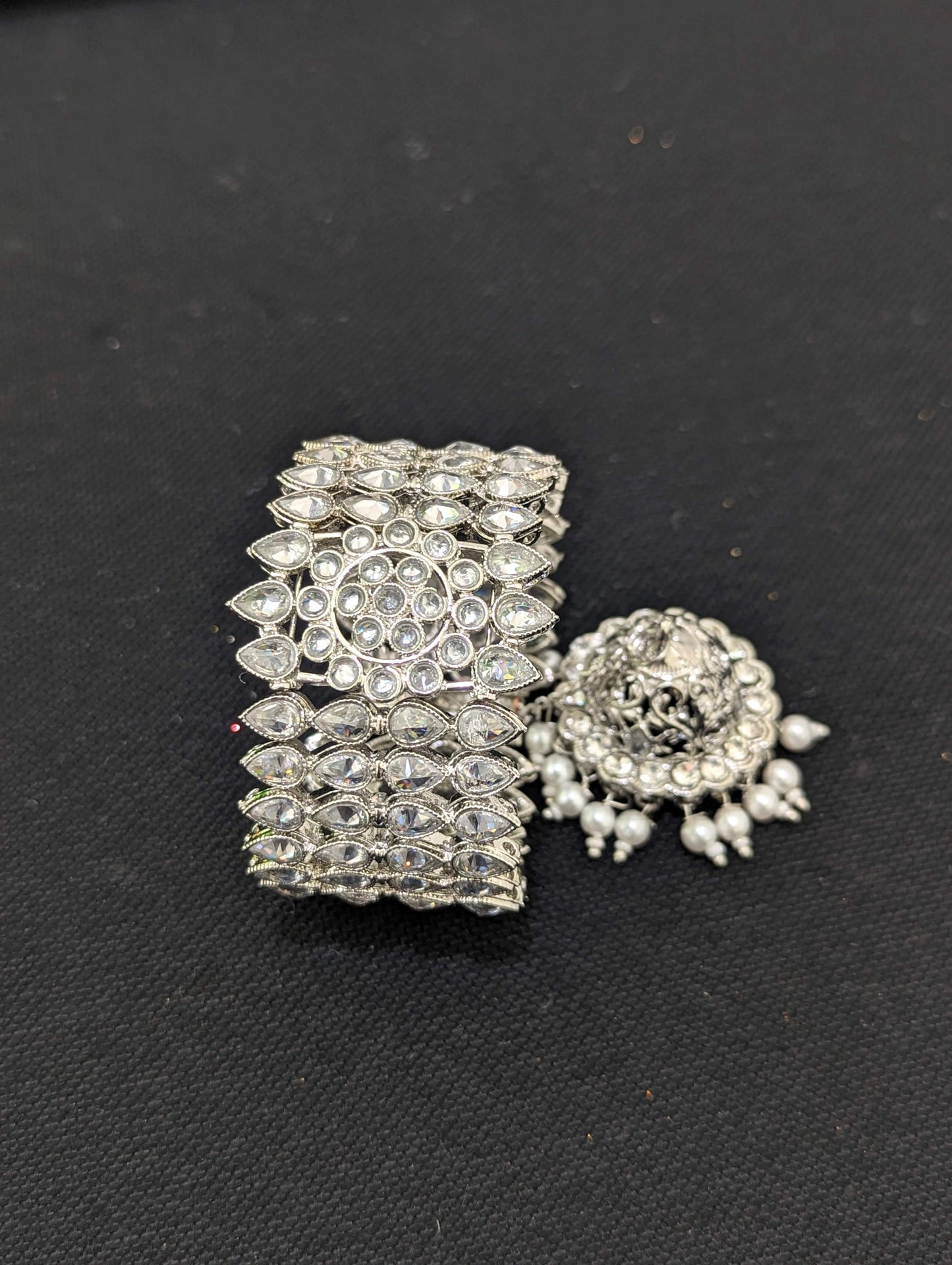 White polki stone cuff bangle bracelet