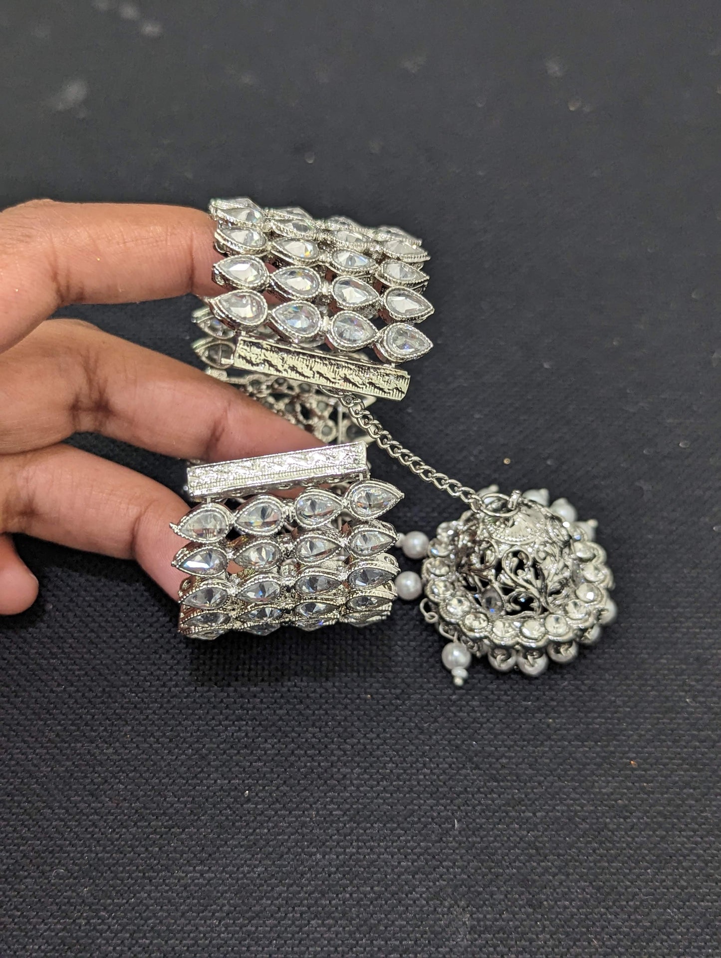 White polki stone cuff bangle bracelet