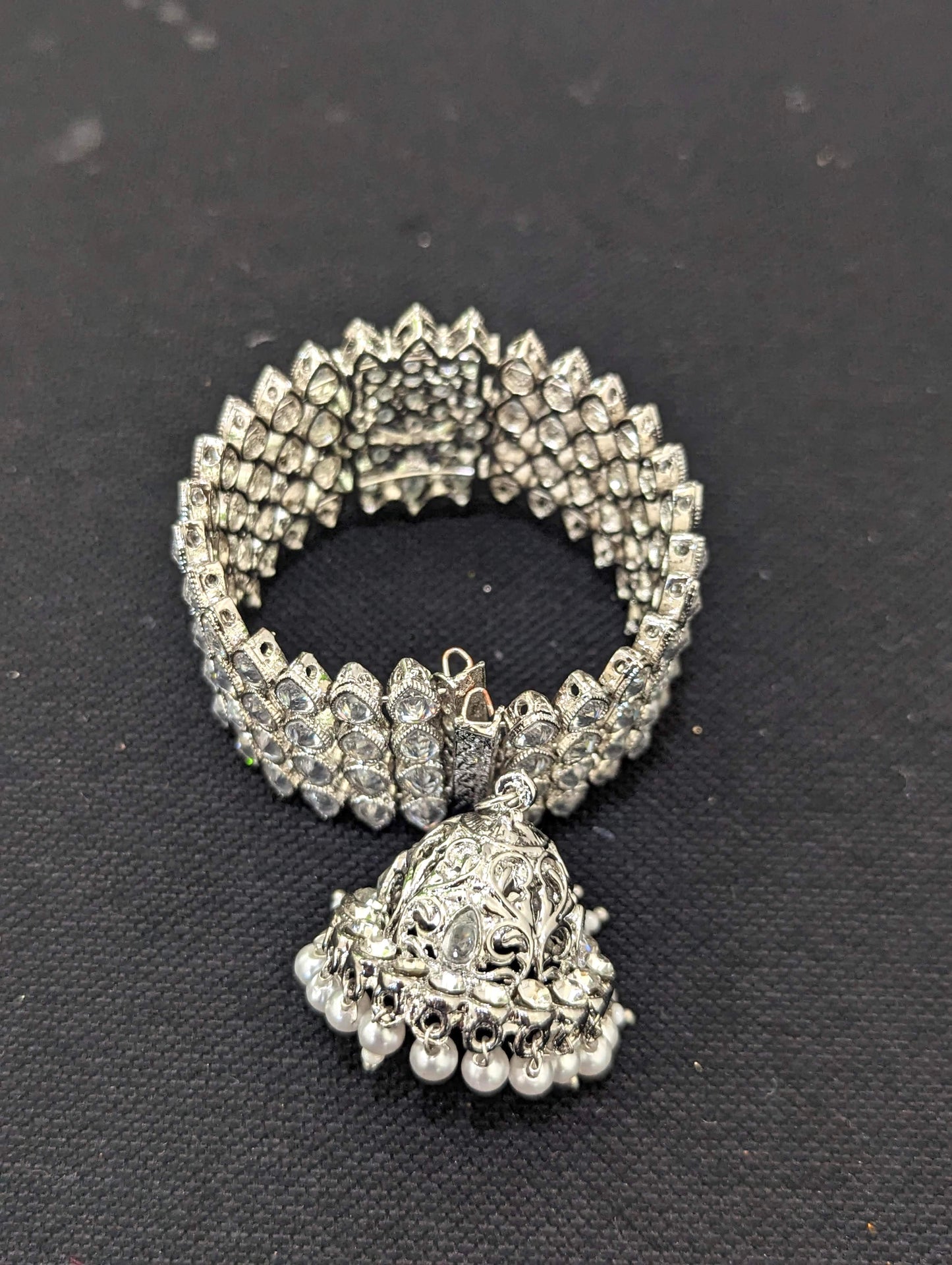 White polki stone cuff bangle bracelet