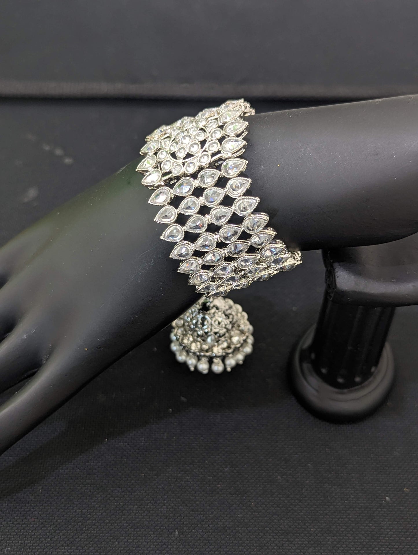 White polki stone cuff bangle bracelet