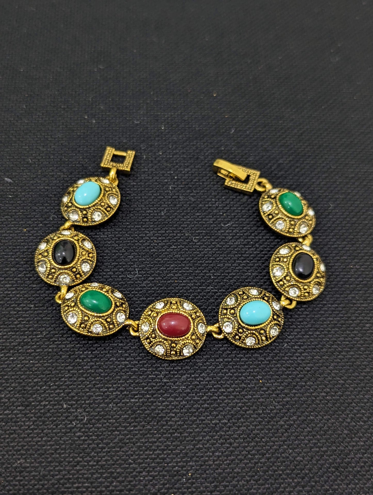 Antique gold Colorful Oval Bracelet