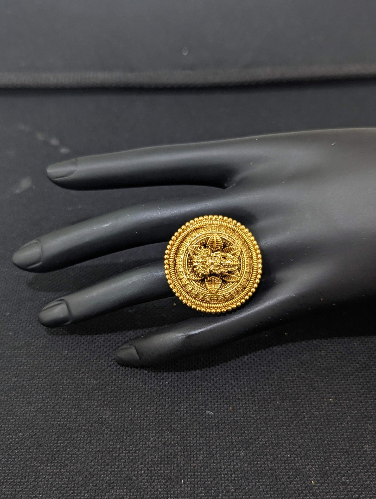 Goddess Lakshmi Antique Gold plated adjustable Finger rings