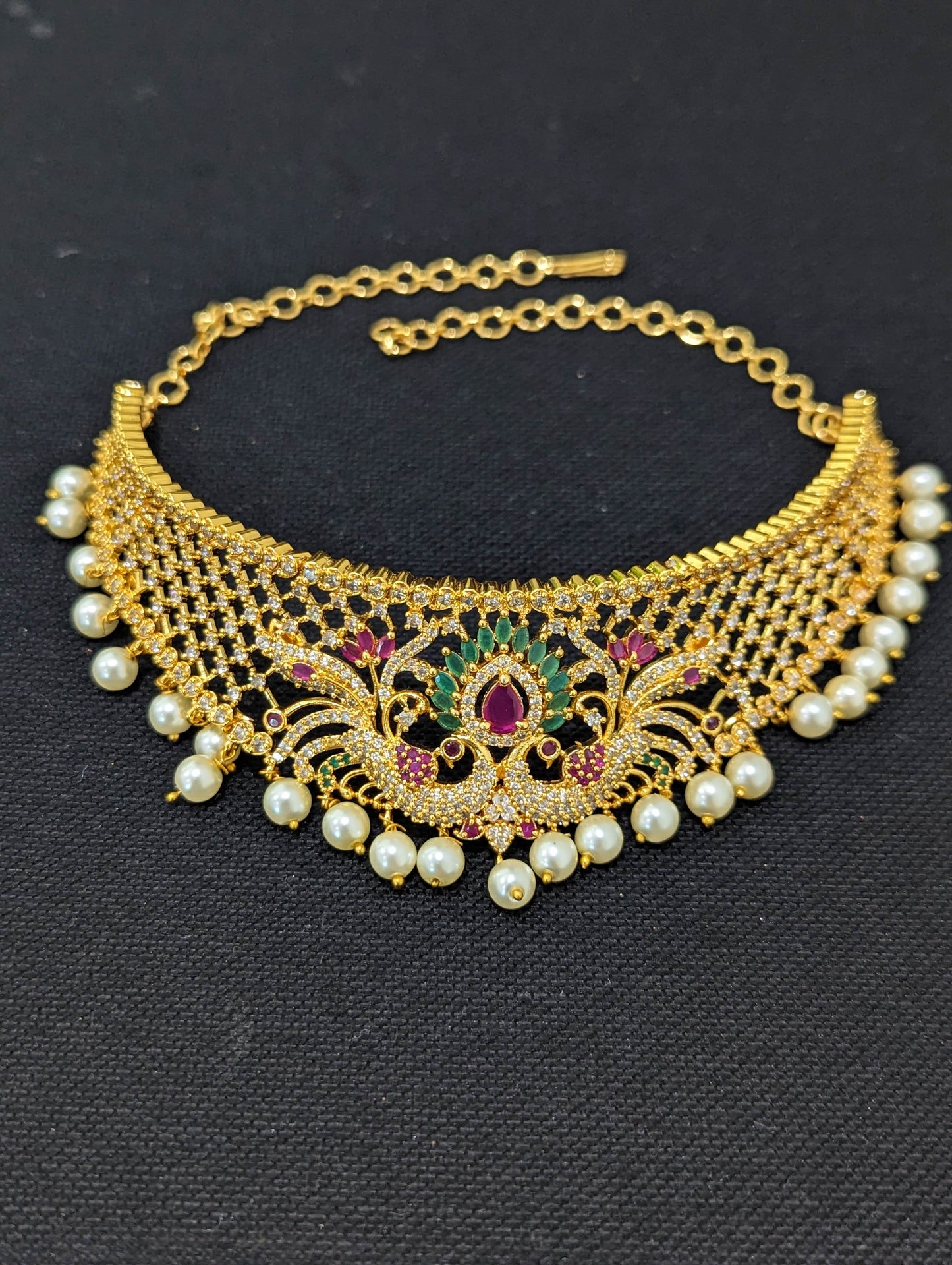 One gram gold plated Statement Choker Set - Design 6