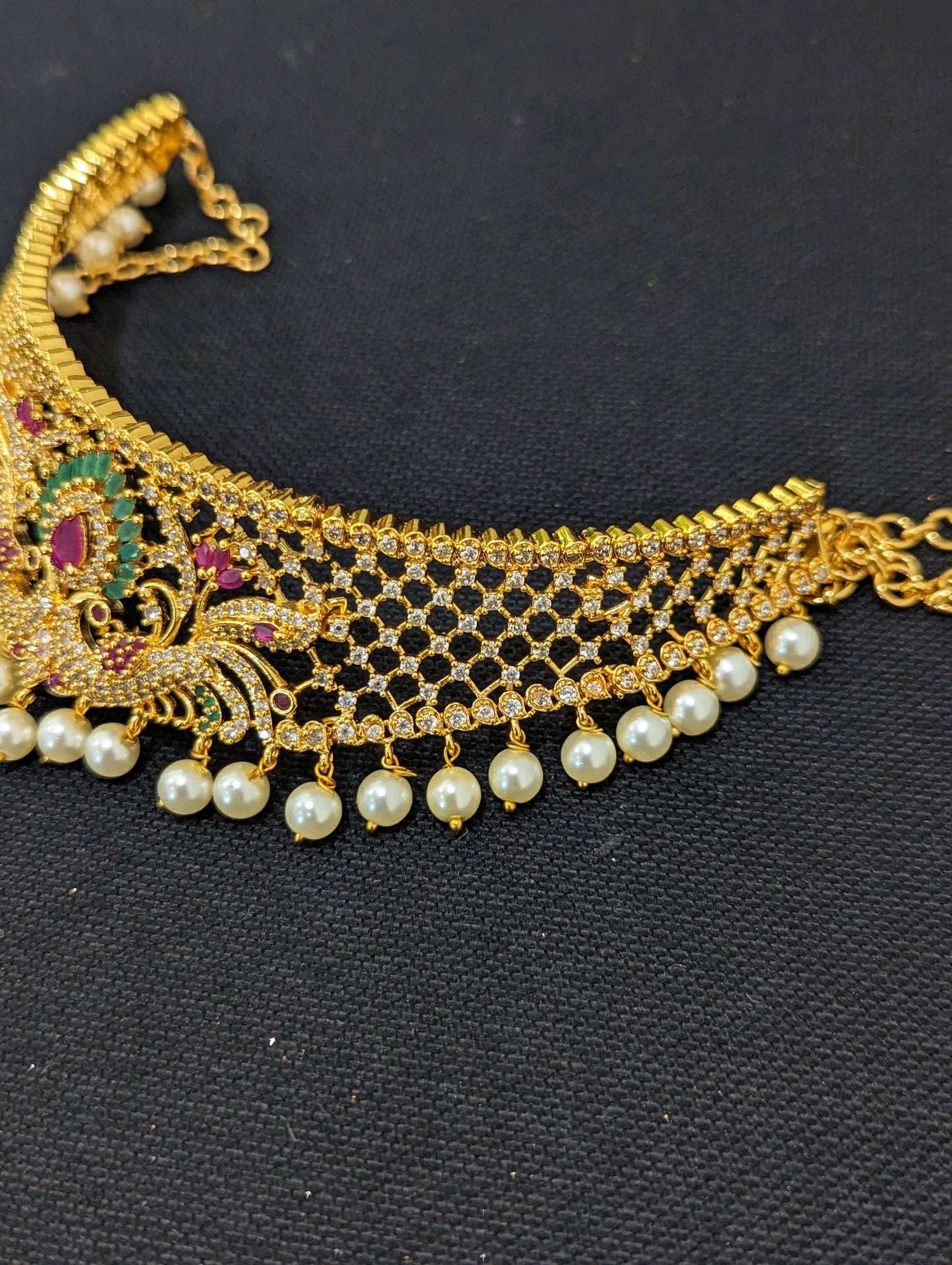 One gram gold plated Statement Choker Set - Design 6