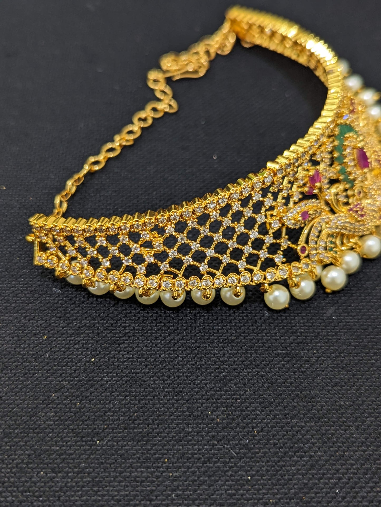 One gram gold plated Statement Choker Set - Design 6