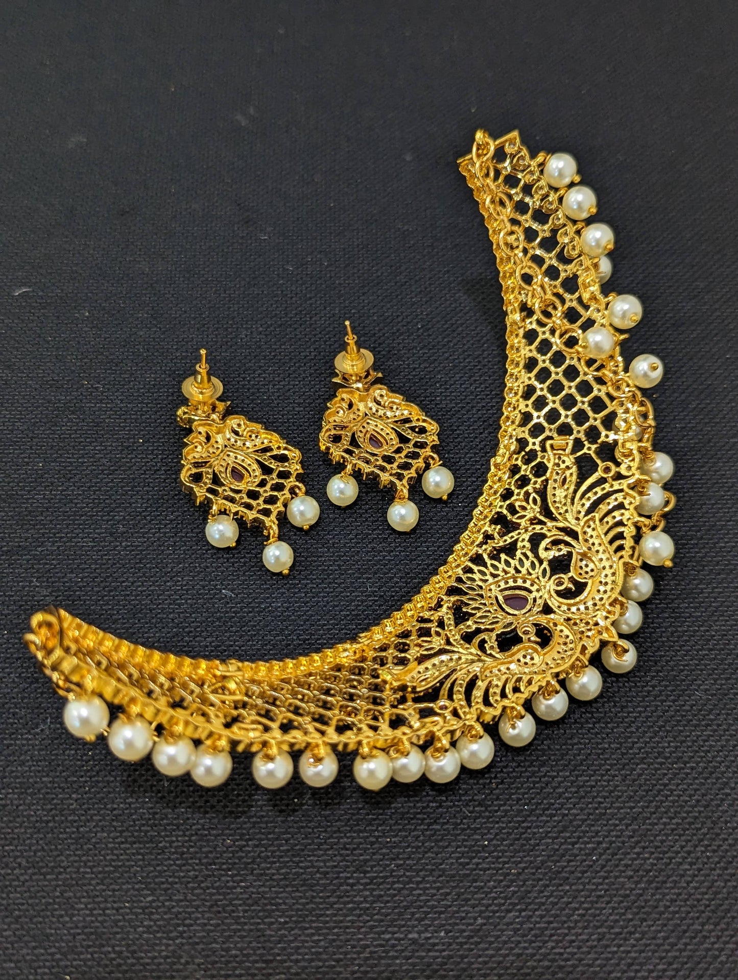 One gram gold plated Statement Choker Set - Design 6