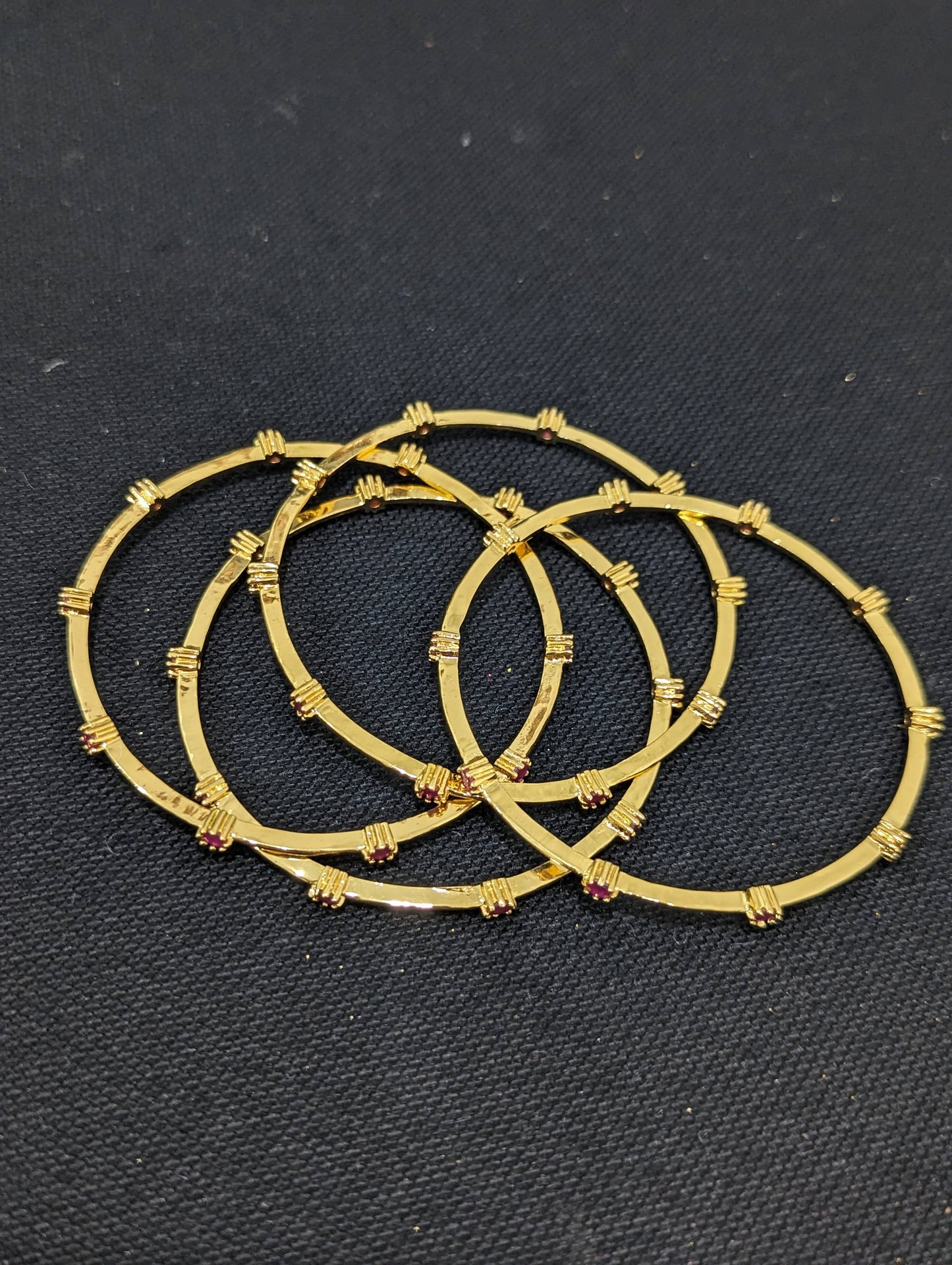 Ruby CZ stone One gram gold bangles - Set of 4