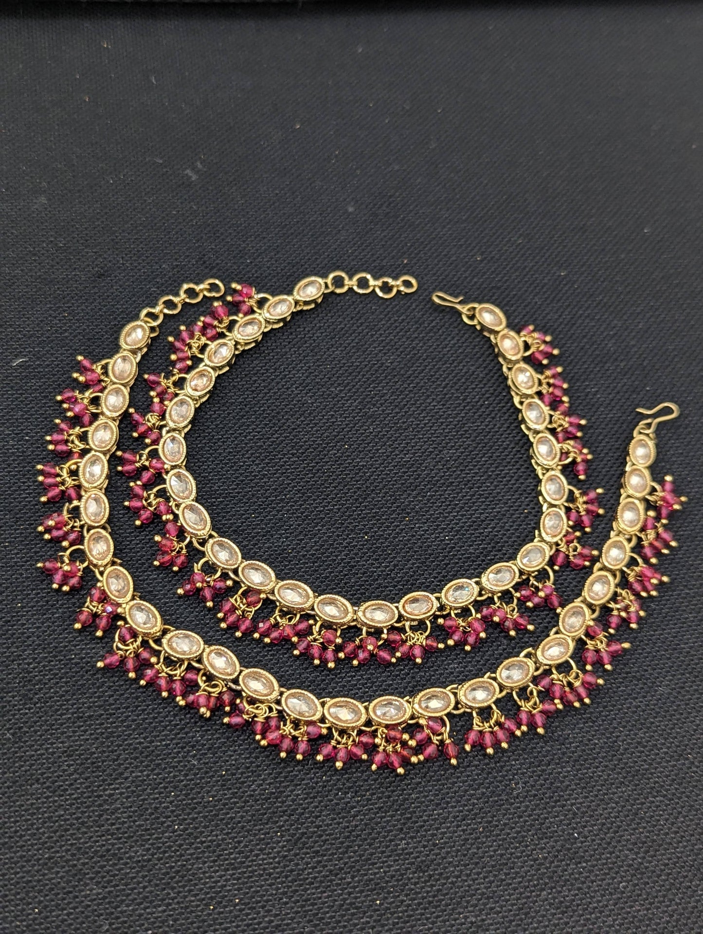 Mehandi Gold plated Polki Anklets - D1