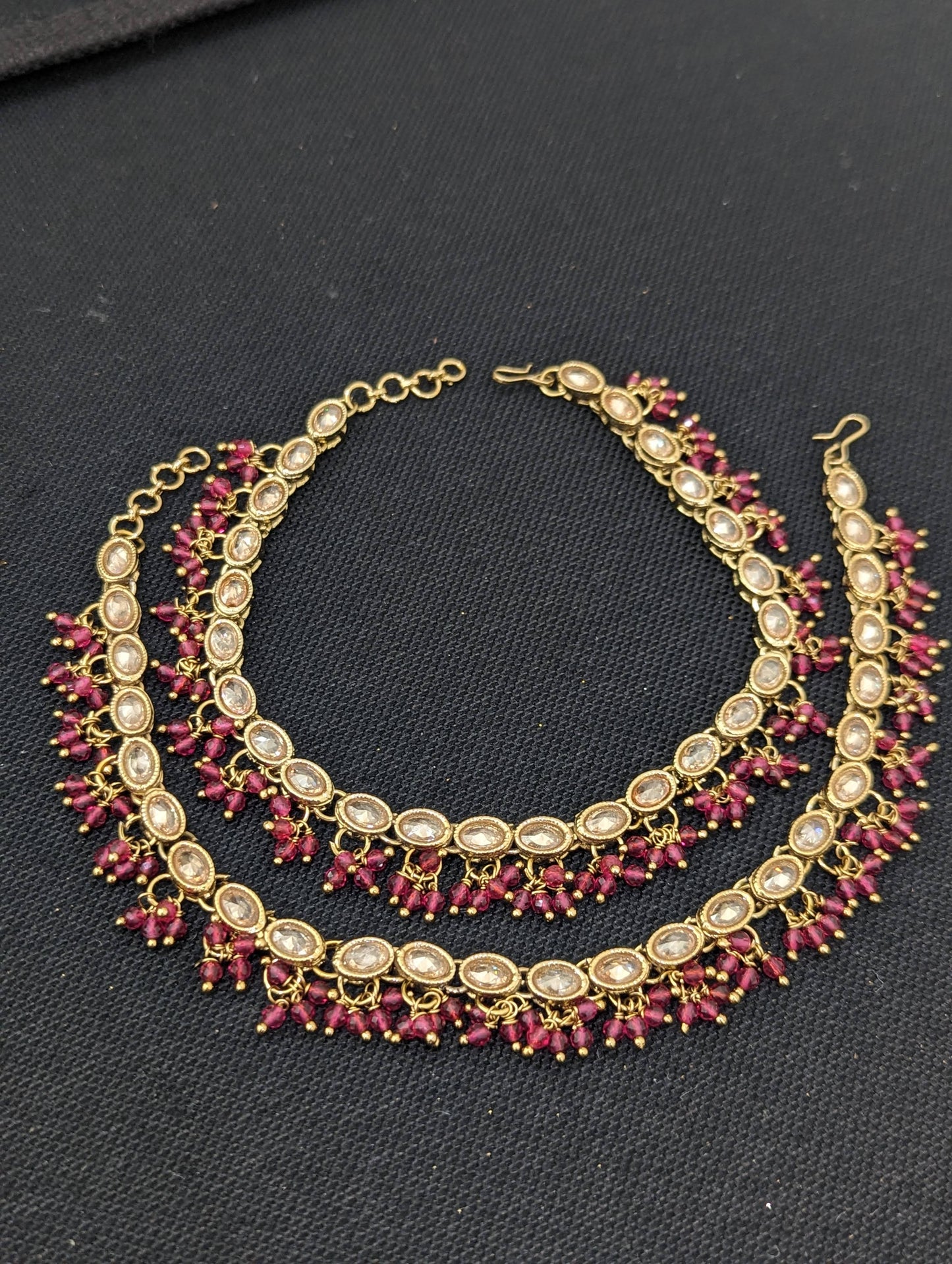 Mehandi Gold plated Polki Anklets - D1