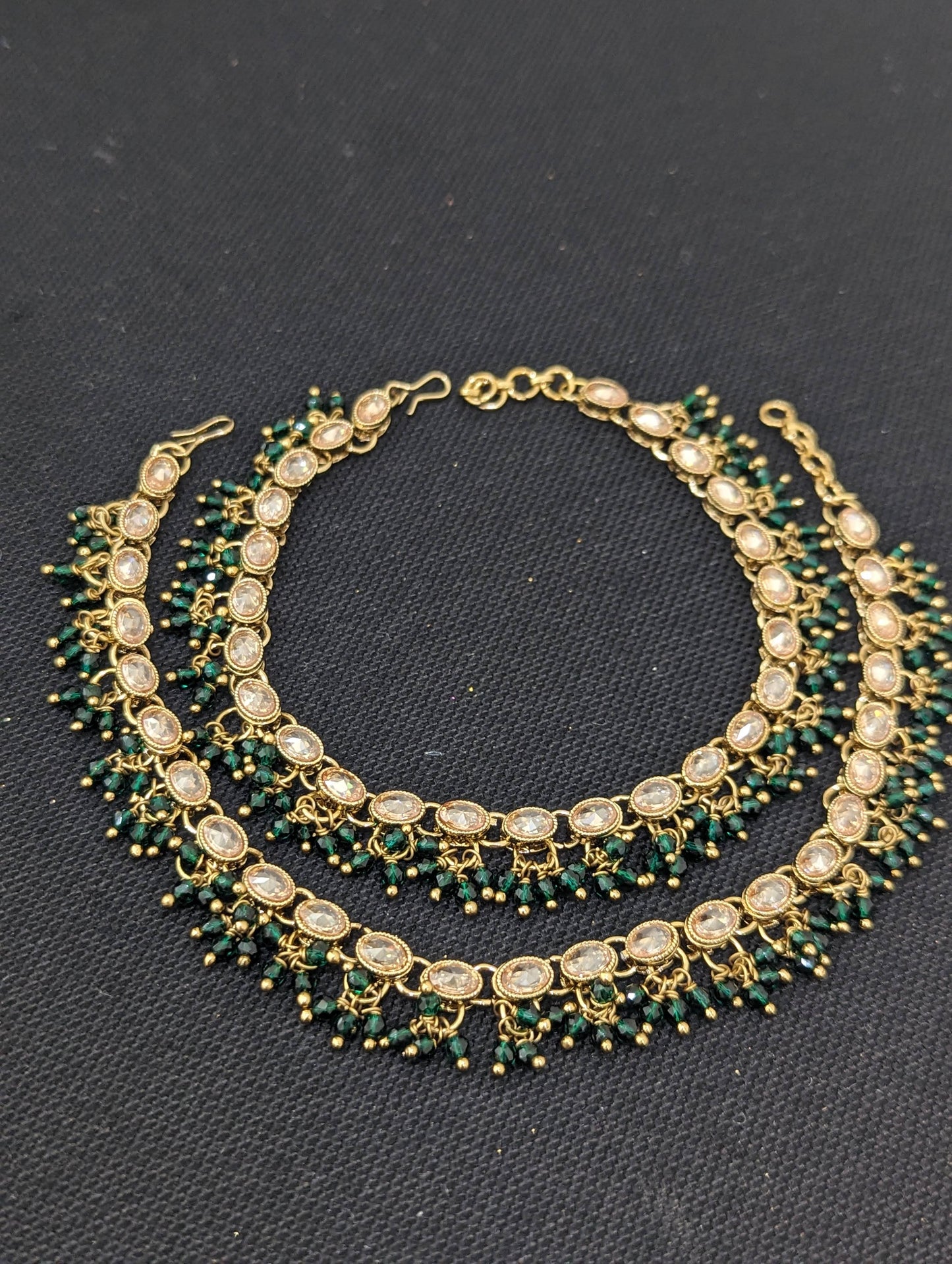 Mehandi Gold plated Polki Anklets - D1