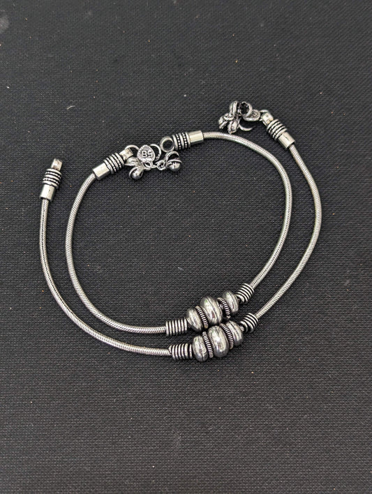 Oxidized Silver bead charm Anklets