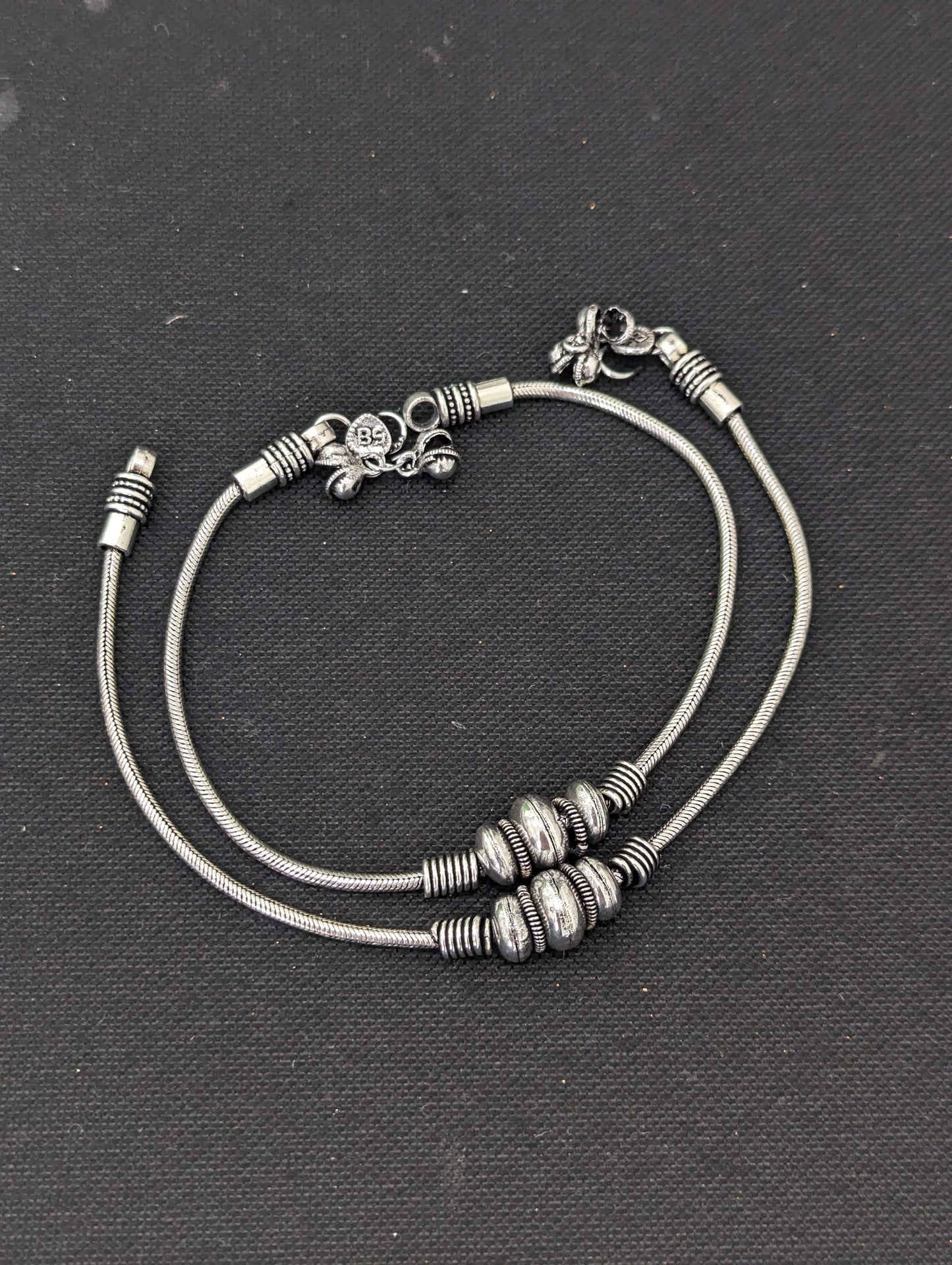 Oxidized Silver bead charm Anklets