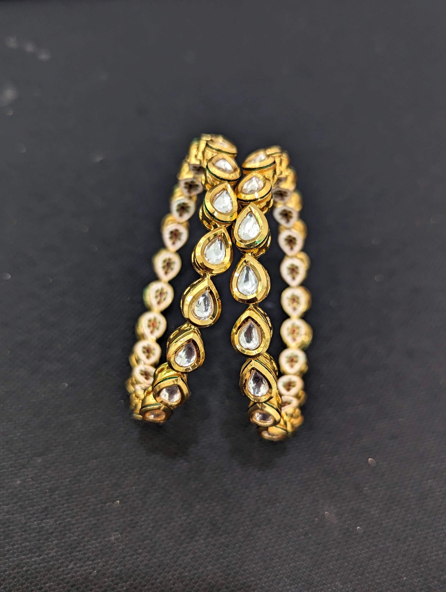 Teardrop kundan stone embedded traditional Bangles