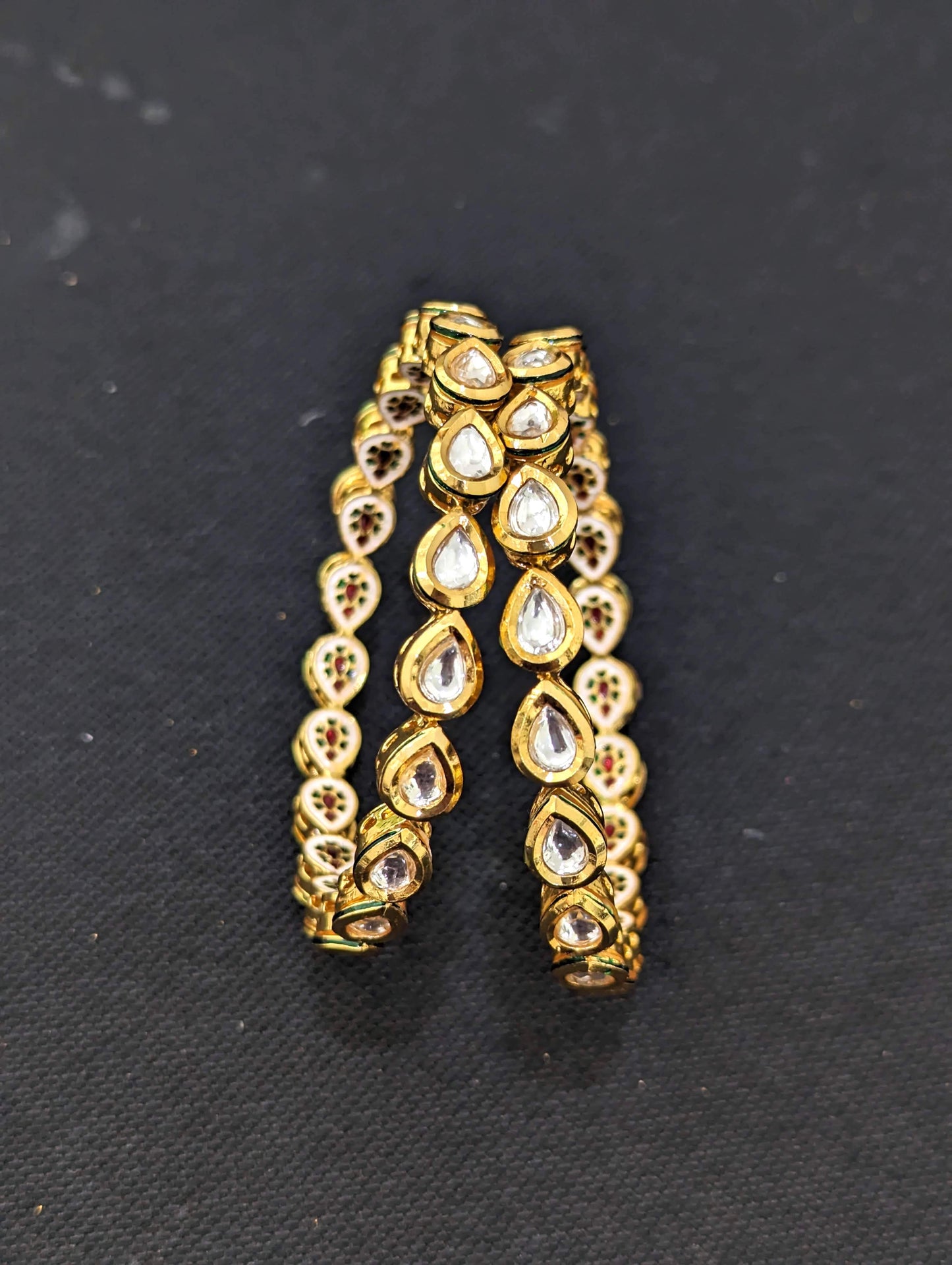 Teardrop kundan stone embedded traditional Bangles