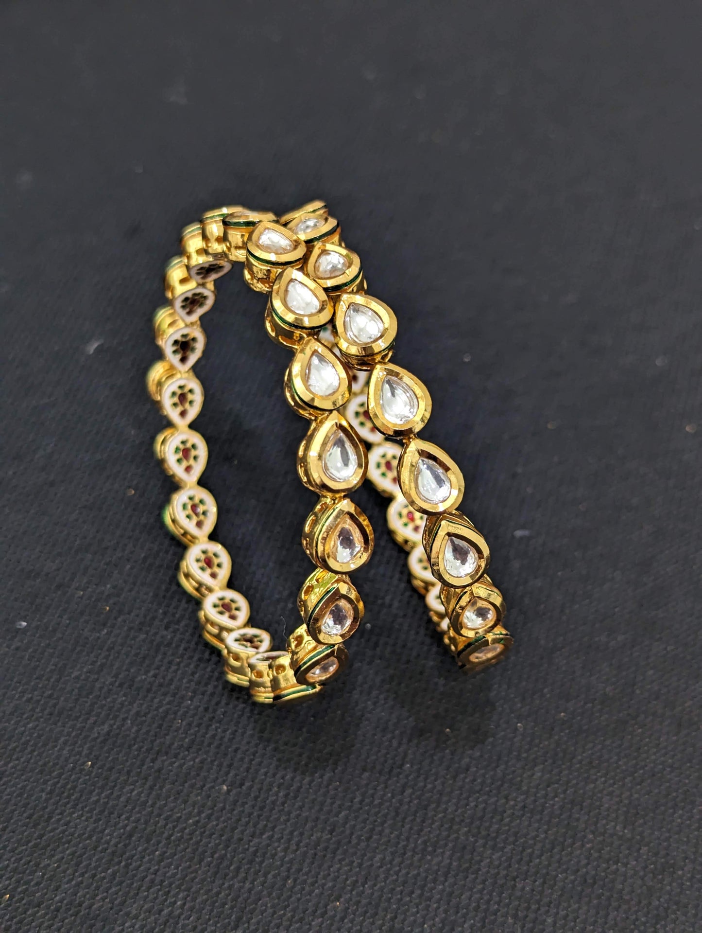 Teardrop kundan stone embedded traditional Bangles