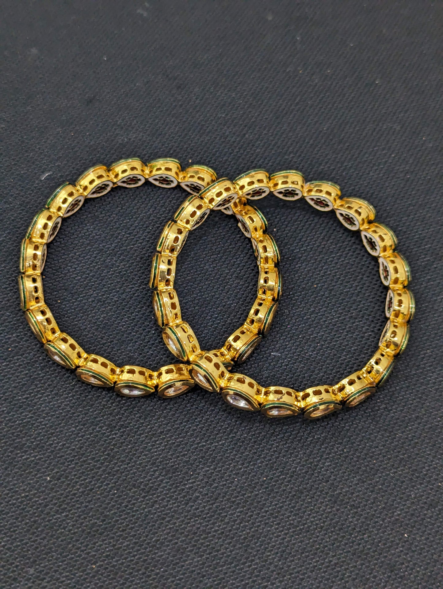 Teardrop kundan stone embedded traditional Bangles