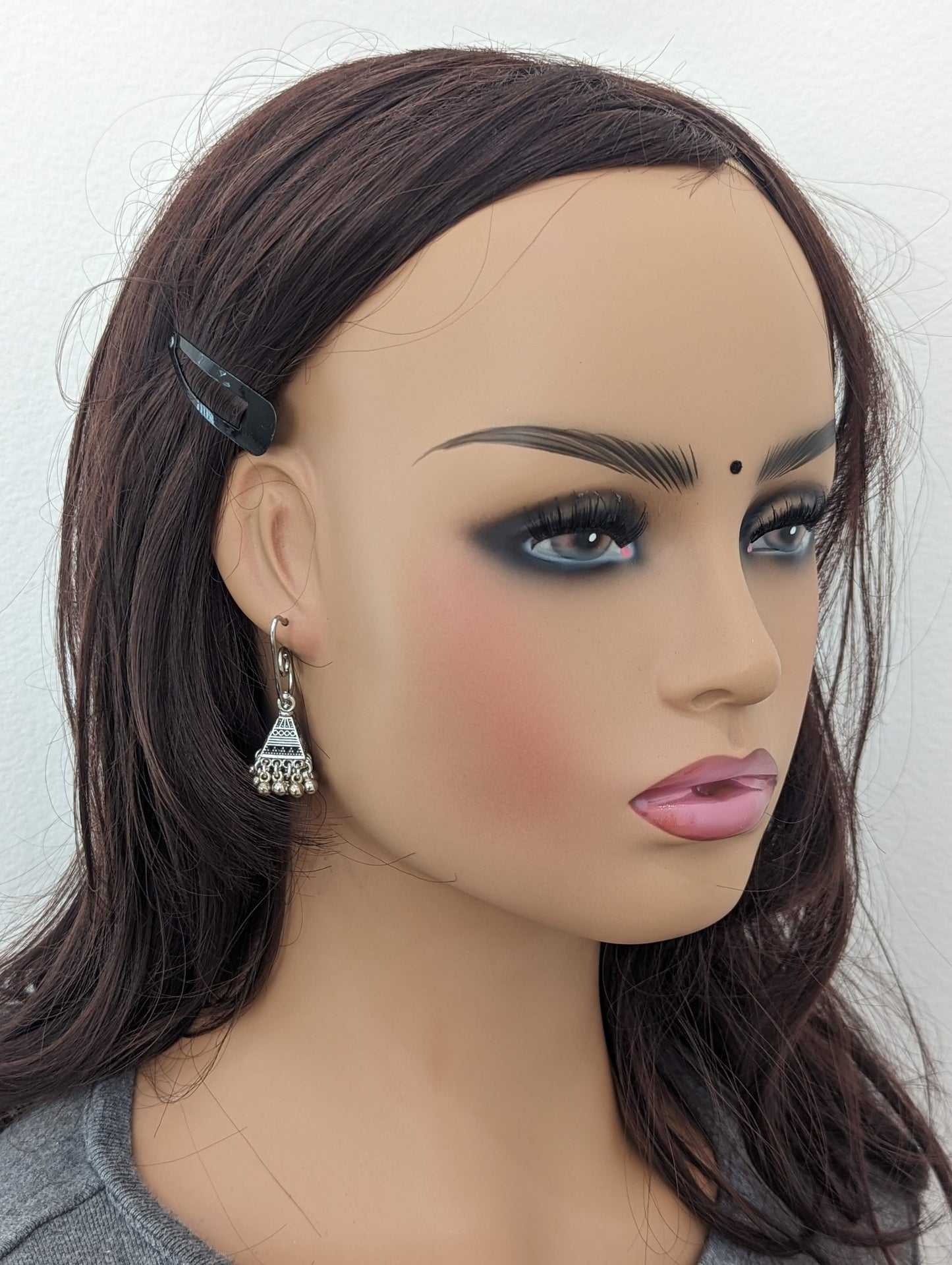 Oxidized silver designer hook drop Earrings