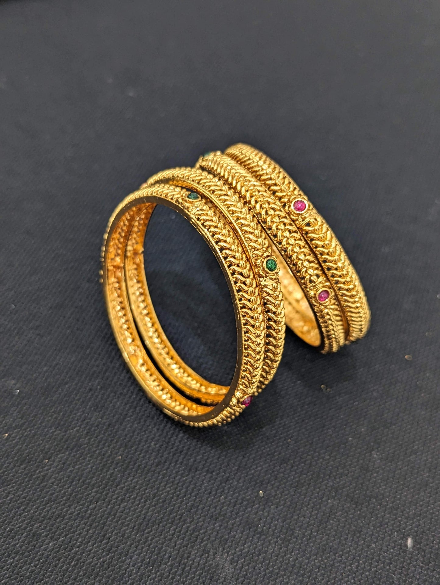 Gold plated Kemp stone Bangles - Set of 4