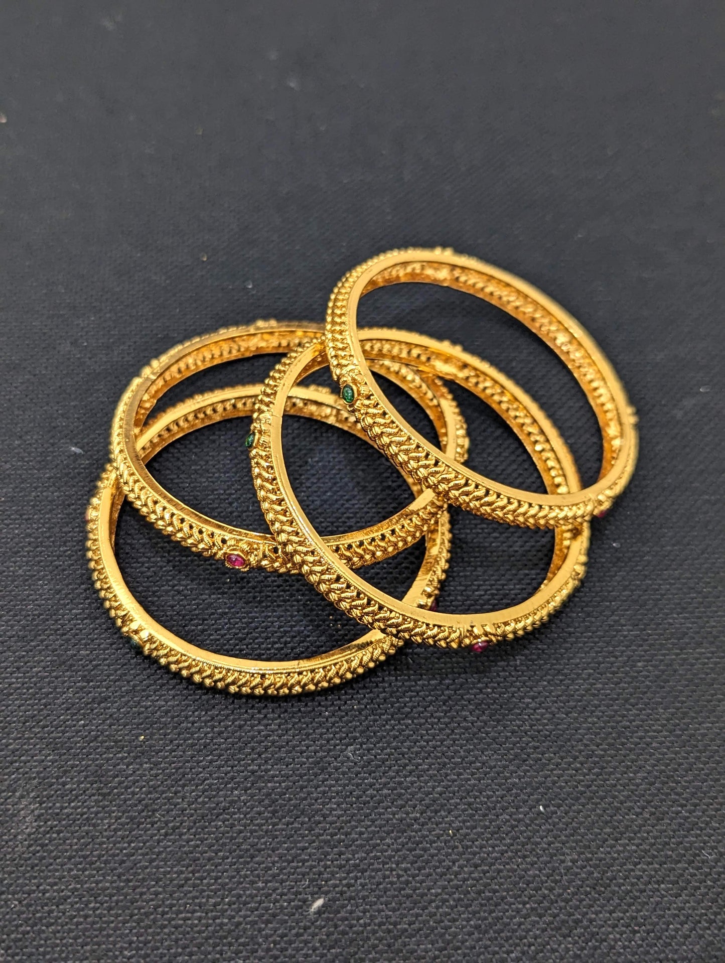 Gold plated Kemp stone Bangles - Set of 4