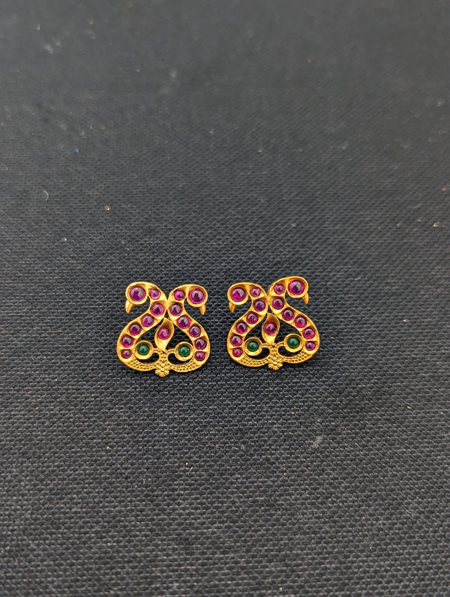 Peacock design matte gold kemp stone Stud Earrings